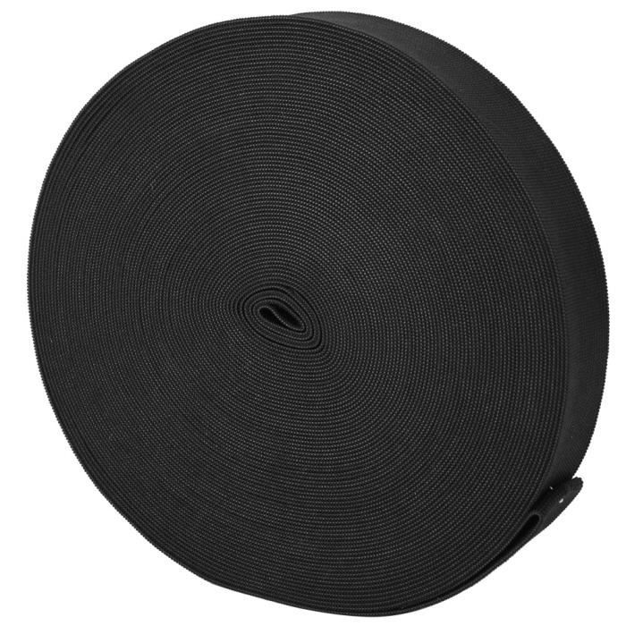 élastique 75% Polyester 25% élasthanne Élastique Plat Noir 10m X 5mm - Pour Couture, Masques, Réparations - Résistant à 90°C - 75% Polyester, 25% Élasthanne Lot 10m