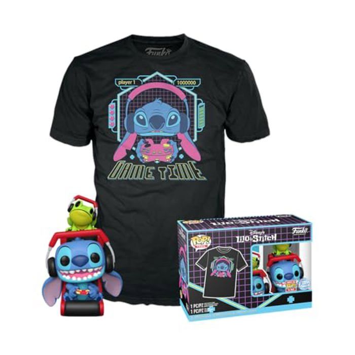 Lilo & Stitch Set Figurine POP! & Tee T Shirt Gmr Stitch avec grenouille - vue 3