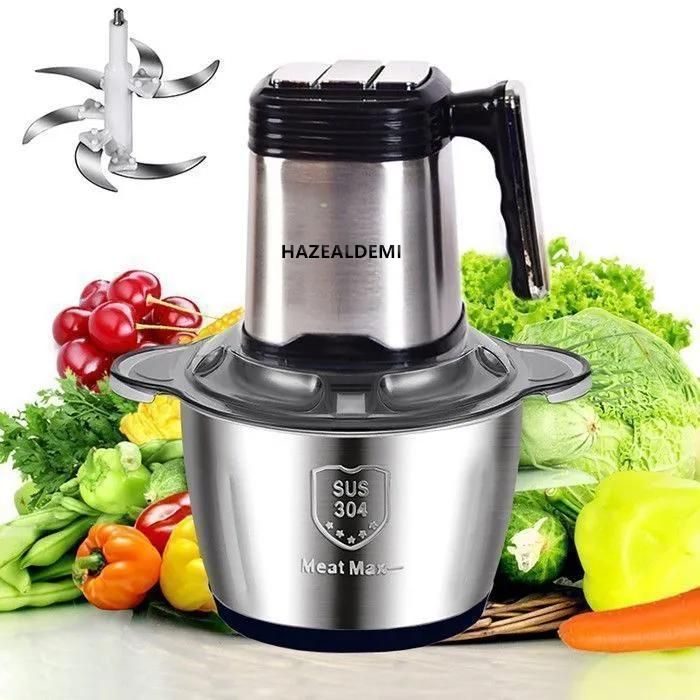 Hachoir Électrique 5L 500W – Bol Inox 304, 4 Lames S Doubles, 3 Vitesses, Viande & Légumes
