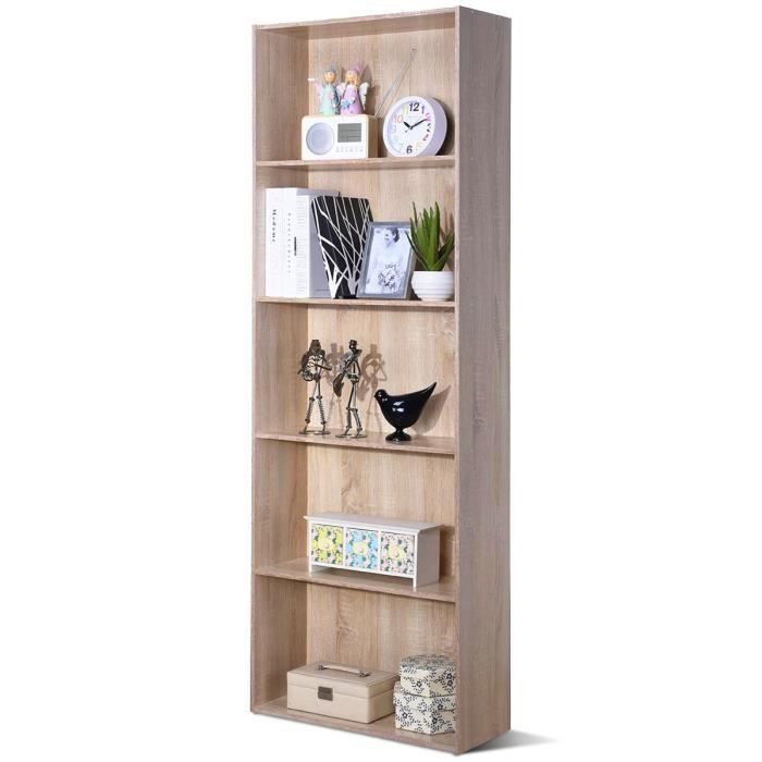 Bibliothèque 6 Casiers Giantex Avec Portes - Meuble Rangement Moderne Pour Salon/Chambre - Blanc