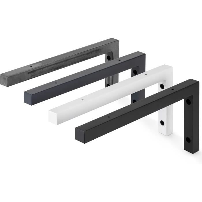 Support mural - HOLZBRINK - 350x150 mm - Acier - Blanc - Lot de 2