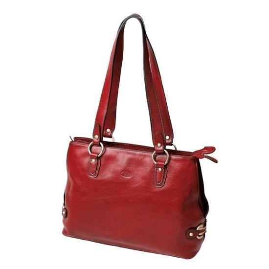 sac shopping katana en cuir de vachette collet k 82617 - rouge - cuir - femme