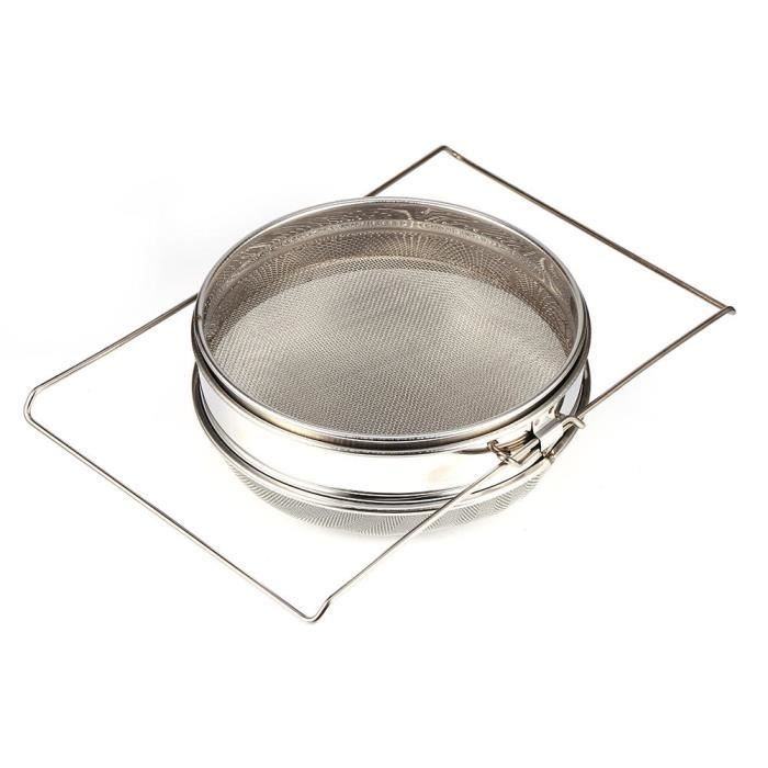 HunterBee Double Tamis à Miel Inox – Filtre Double Passoire Apiculture 400 Microns, Diam. 9 Cm