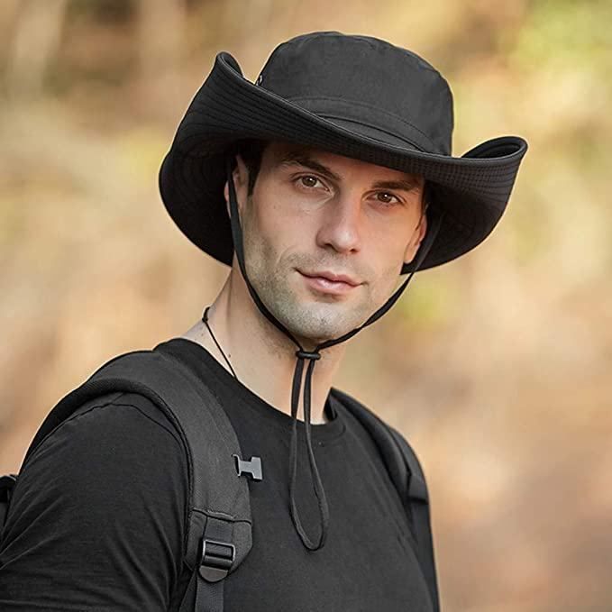 Chapeau de randonnée anti-UV pour homme (Couleur: Noir)