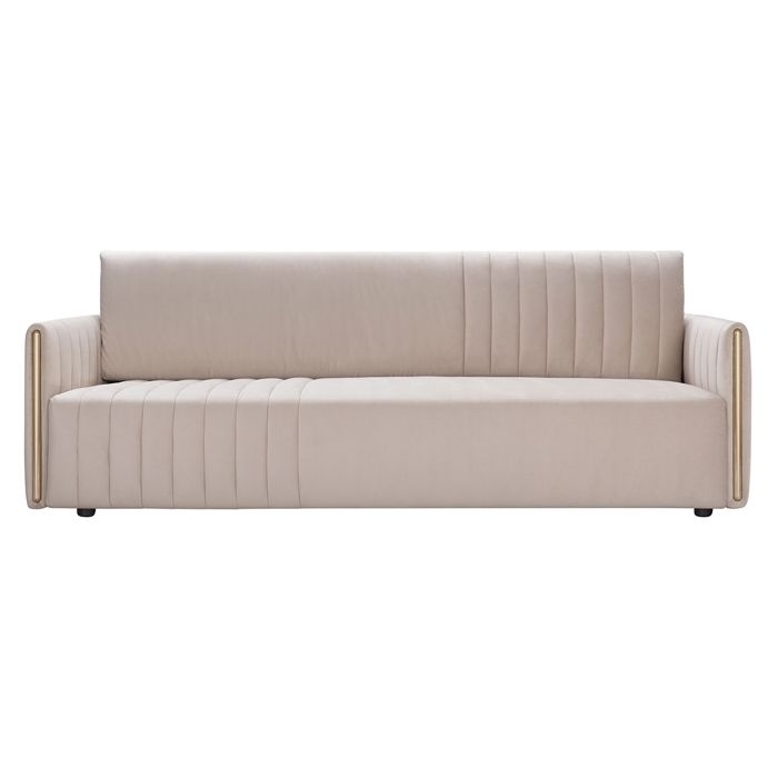 Canapé 3 Places En Velours Prisme - Beige Canapé 3 Places En Velours Prisme - Beige