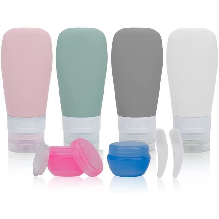 Lot De Bouteilles De Voyage Cosmétiques En Silicone Bleu - Réutilisables + Entonnoir