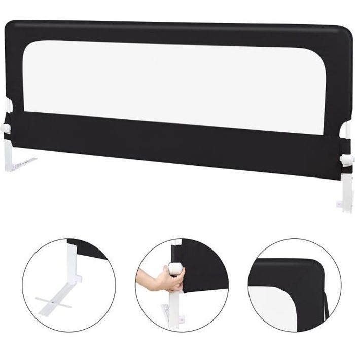 Barrière de Lit Protection de lit de sécurité compacte - MENGDA - Noir - 180 cm