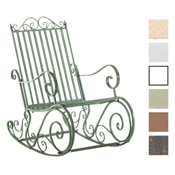 clp fauteuil à bascule smilla en fer forgé et design antique, vert antique