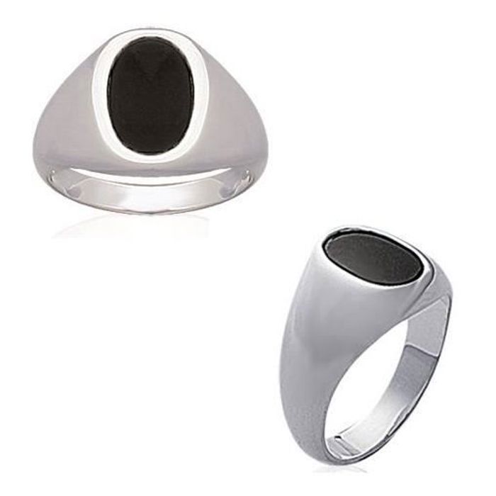 bague chevalière argent massif 925 et onyx tailles choix 48 à 68 au choix