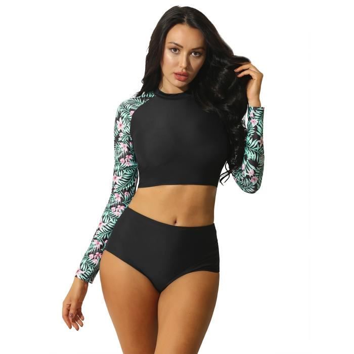 DPois Maillot de Bain Shorty Femme 2 Pieces Combinaison Surf Femme Plongée  Tankini Tenue de Plage Fitness Natation S-XXL Noir - Cdiscount Prêt-à-Porter