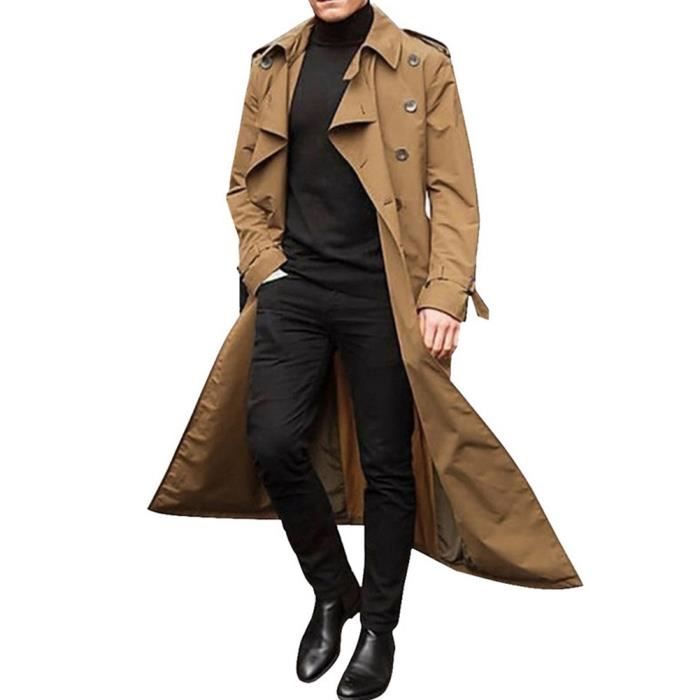 Manteau homme, long, avec fourrure au col, coupe cintrée - PT398