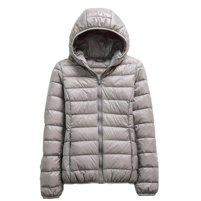 Doudoune a Capuche Femme Ultra Legere Duvet Doudoune Courte Doudoune Matelassee Doudoune Manches Longues Doudoune Chaud Gris Gris Cdiscount Pret a Porter