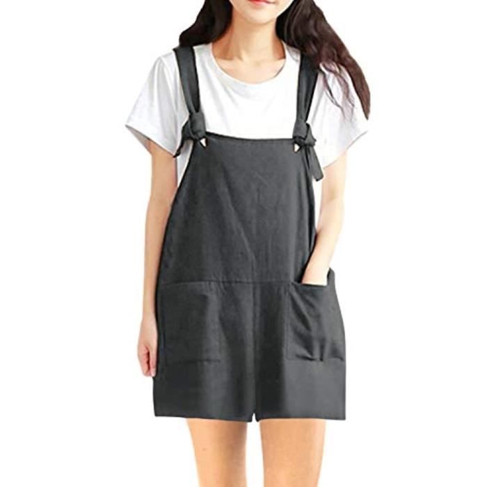 Salopette Femme Élégant Curvy Pantalon De Combinaison Femme Baggy Overall Sans Manches Col En V Complet Jambe Large Longue Combinaisons Femme Élégant Chic Rompers Robe Casual Cocktail, Noir , S - 14