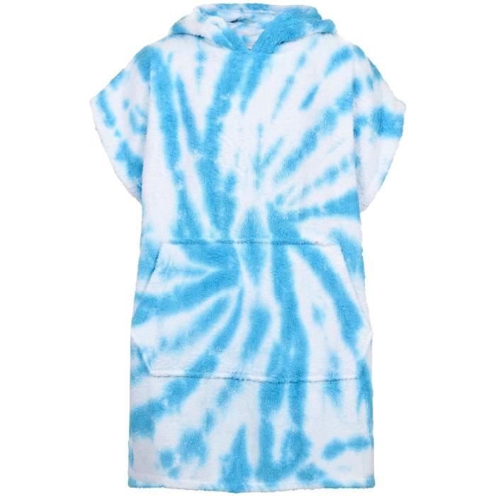Enfants Filles Garçons Serviette Peignoir Tie Dye Bleu Poncho