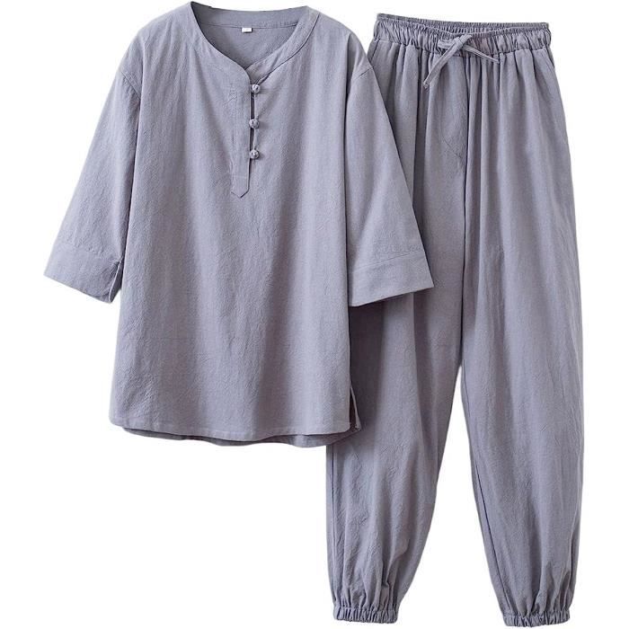 Ensemble Survêtement Homme Été - T-shirt + Short 2 Pièces, Léger Respirant | Pour Sport, Plage, Vacances, Loisirs | Motif Uni Décontracté