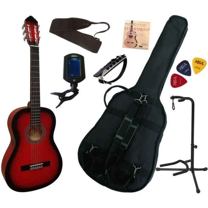 Pack Guitare Classique 44 (Adulte) Avec 7 Accessoires (rouge) Cdiscount Instruments de musique