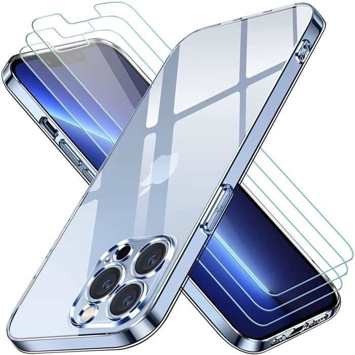 Clair Coque iPhone 13 Pro Max 6.7 + 3pcs Protection Écran en Verre Trempé  Transparent Étui de Protection Antichoc Souple TPU Bumper - Cdiscount  Téléphonie