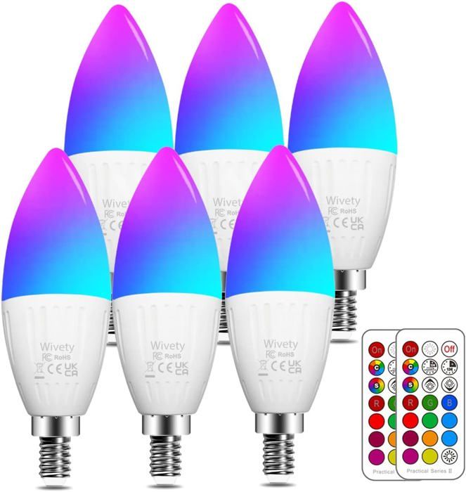 Ampoule LED E14 5W RGBW avec Télécommande Sans Fil,Changement de Couleur Dimmable .5PCS RGB et blanc froid 5700K