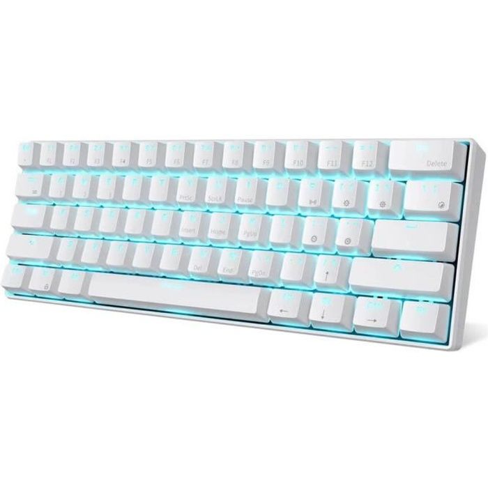 RK61 Clavier de rétroéclairage professionnel ergonomique USB filaire Gamer LED Gaming Gamer Keyboard pour ordinateur PC blanc