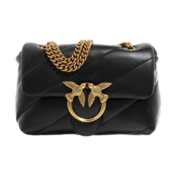 Sac à bandoulière - PINKO - Love - Cuir - Noir - Bride à bouton - Femme