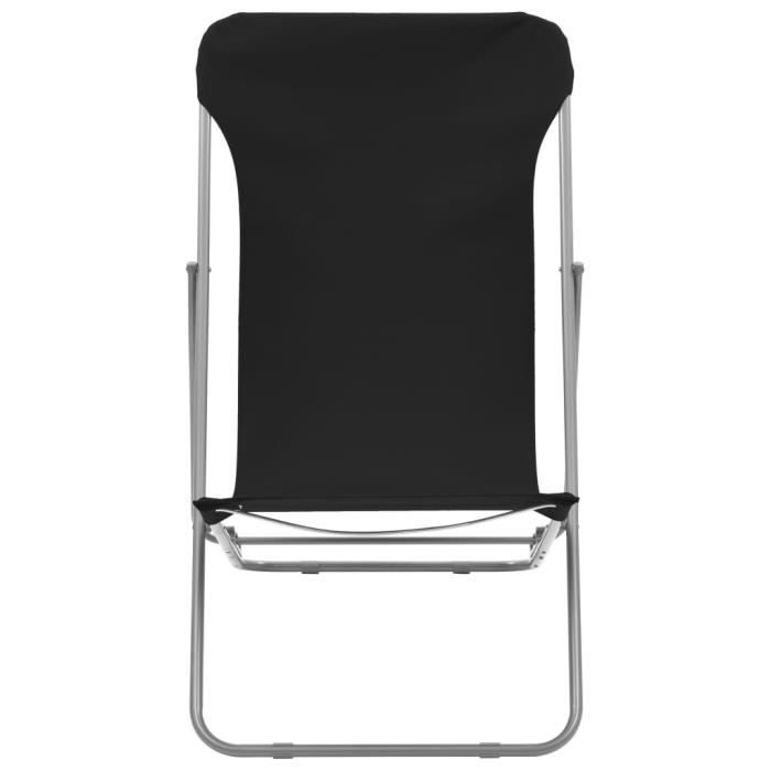 lex chaises de plage pliables 2 pcs acier et tissu oxford noir - qqmora - ovn46837
