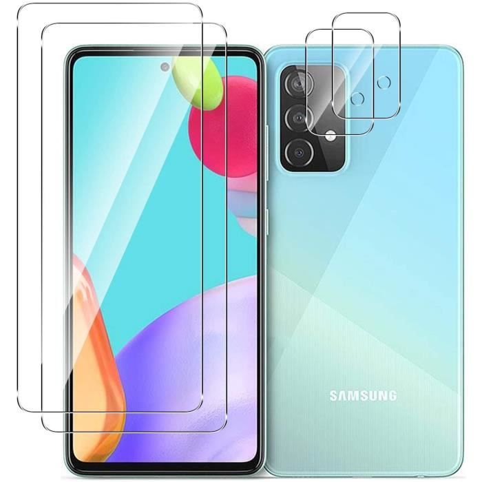 Avec film de protection en verre blindé En silicone transparent Motif floral 5G//4G Fine Croazhi Coque de protection pour Samsung Galaxy A52 Anti-chocs