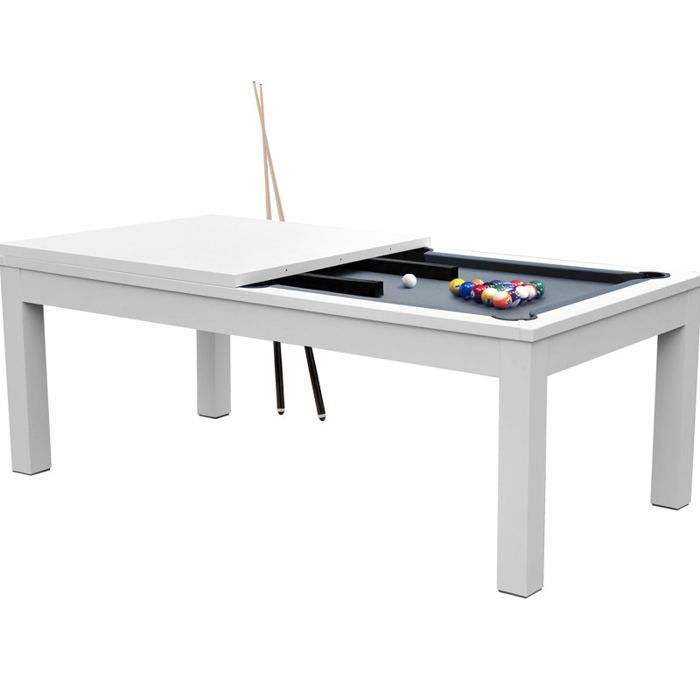 Table de billard convertible blanche tapis gris - Eddie - Re