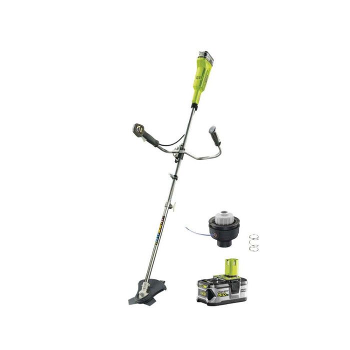 Pack RYOBI débroussailleuse 18V One+ LithiumPlus RBC18X20B4F 1 batterie 5.0Ah RB18L50 tête complète simple fil diamètre 1 6mm R