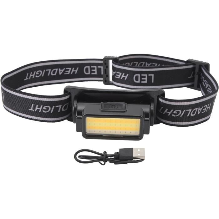 Lampe Frontale LED Rechargeable - IPX5 étanche - Très Légère (0,1 Kg) - Idéale Pour Travail, Bricolage, Pêche, Randonnée