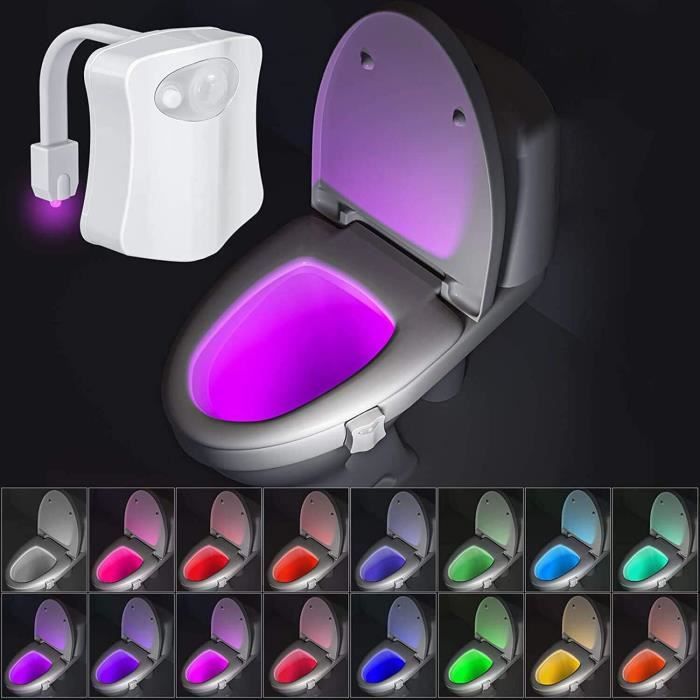 2 Lampes LED Toilette Détecteur De Mouvement - 8 Couleurs Réglables - Rechargeable USB - Étanche IPX4 - Pour Salle De Bain - Installation Facile