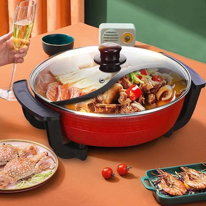 Shabu marmite électrique 1300W avec marmites à soupe à base chauffante