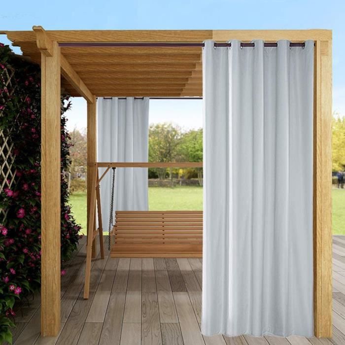 Rideau D'extérieur étanche GZQIAWY Pour Patio, Pergola, Gazébo - 127x177 Cm - Occultant, Coupe-vent, Beige - Toile Polyester