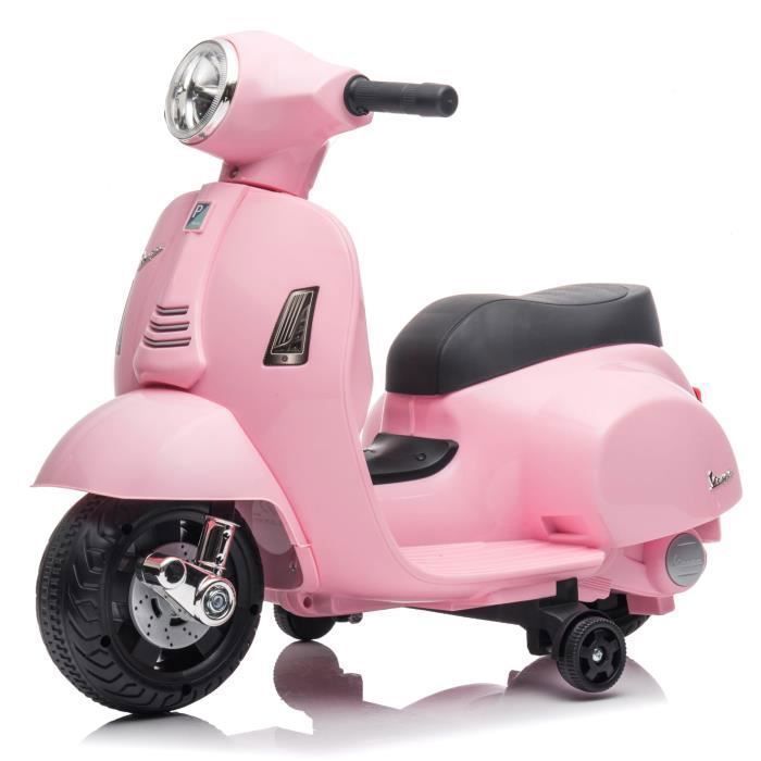 Vespa Moto Voiture Electrique pour enfants - 18 à 36 mois - 6V 4,5Ah - marche avant - roues en plastique - Rose