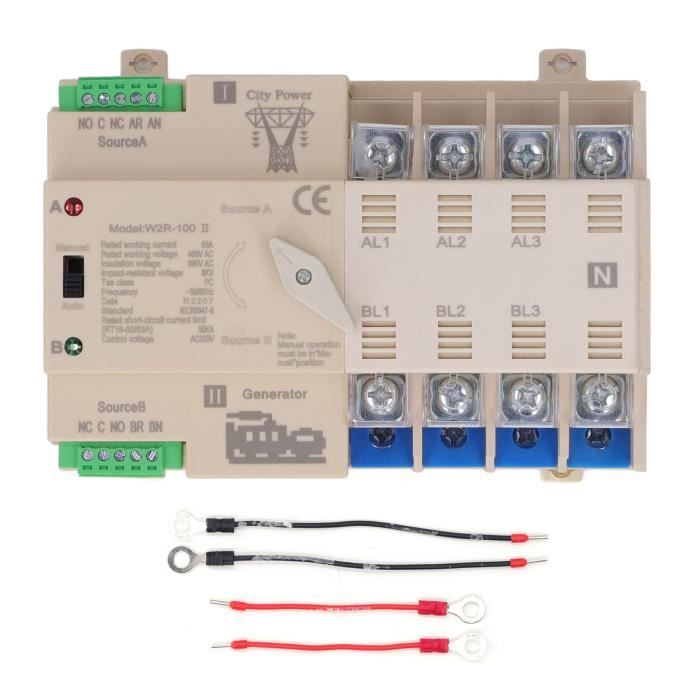 Tbest Dual Power Automatic Transfer Switch, White 4P Automatic Transfer