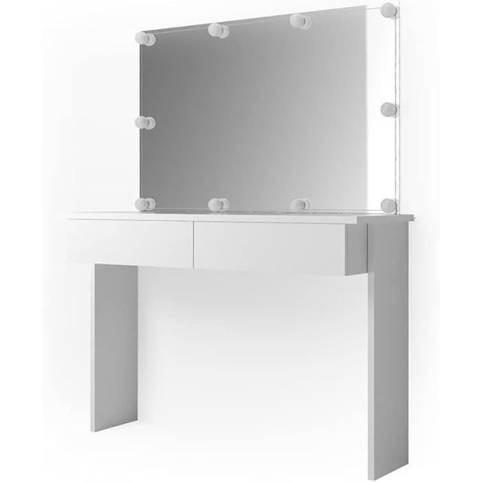 Vicco Coiffeuse Azur, Blanc, 120cm avec miroir LED et