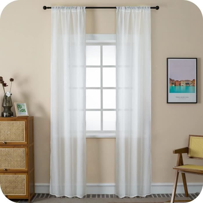 GIRASOLE HOME® Paire De Rideaux Voile Filtrants Fantaisie étoiles