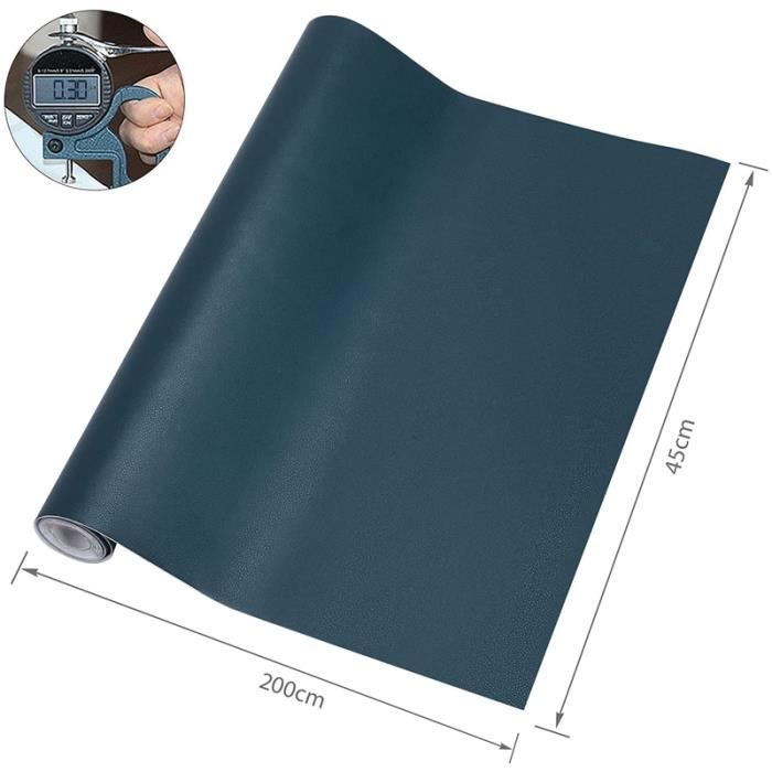 Film auto-adhésif pour meubles 45 x 200 cm, cuir PU bleu imperméable et sans odeur, papier peint auto-adhésif en PVC pour