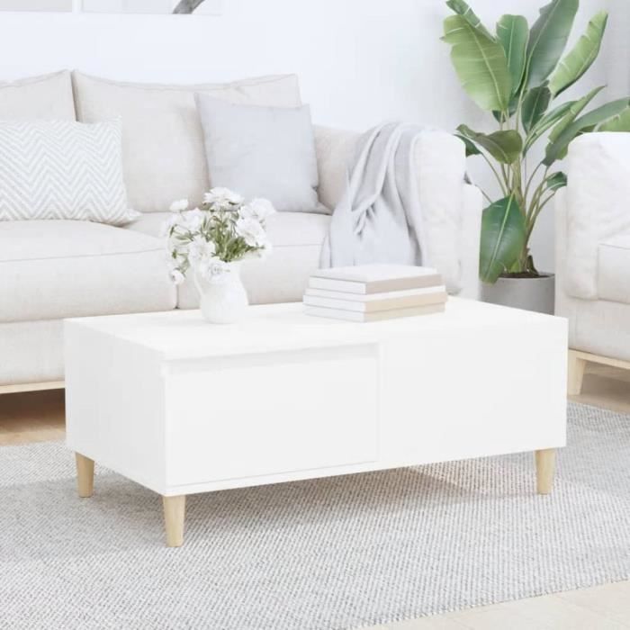 vidaXL Table basse Blanc 90x50x365 cm Bois dingénierie 821108