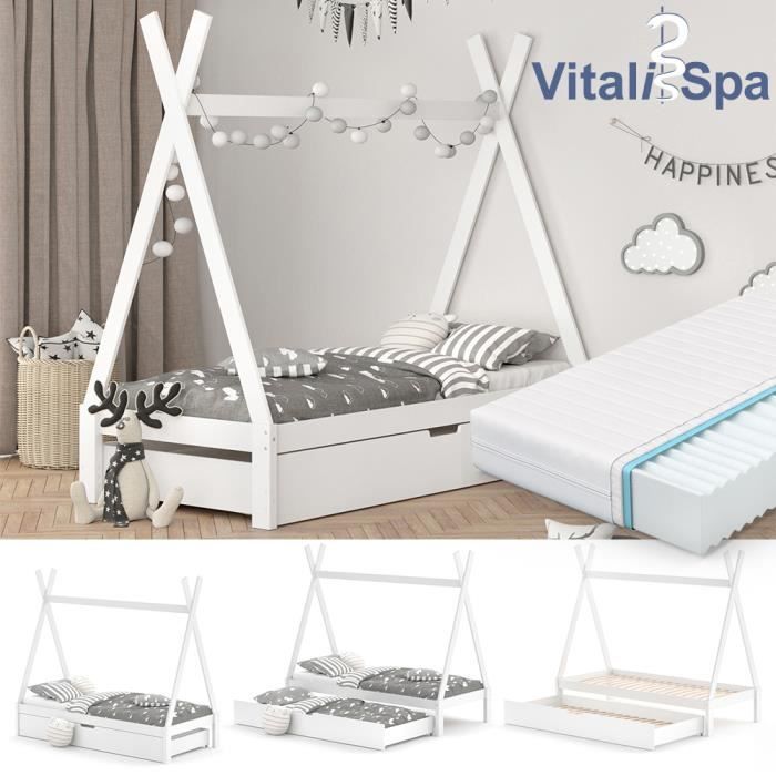lit Indien Naturel tipi Lit Enfant lit cabane VITALISPA Tipi 90 x 200 cm
