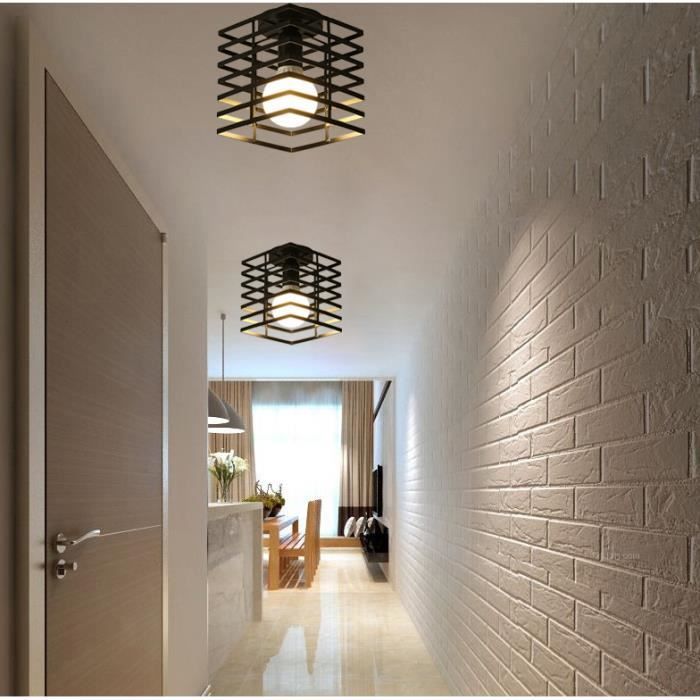 UNI 2 Pack Rétro Vintage Plafonnier Cage en Métal E27 Lampe Lustre Industrielle Luminaire pour Couloir Restaurant