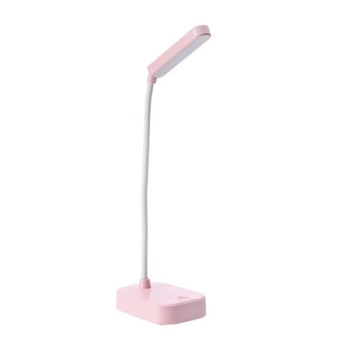 Lampe de bureau sans fil Lampe de bureau enfant Rose avec câble dalimentation USB 3 niveaux de réglage de la luminosité