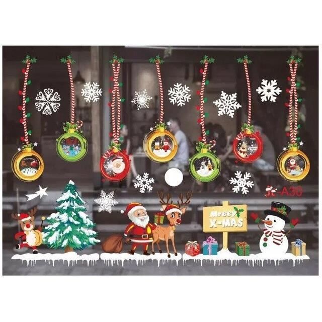 BOULE DE NOEL,39Autocollant De Décoration De Noël Pour La Maison