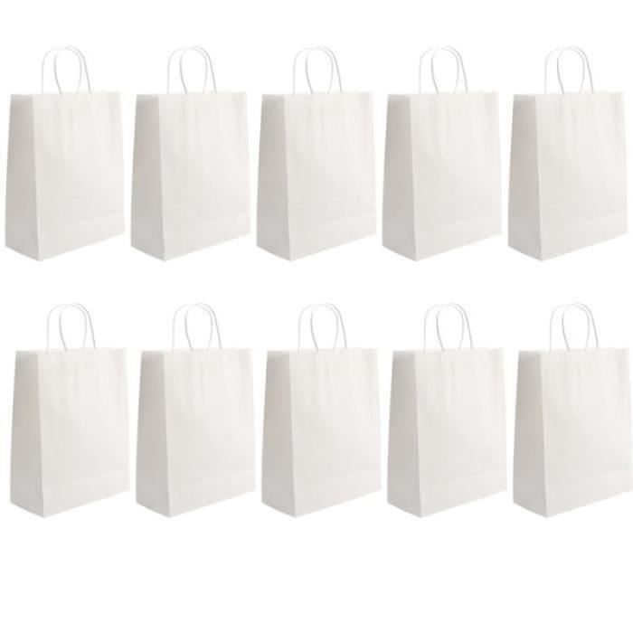 Sacs Cadeaux Kraft BIOZOYG - 100 Pochettes écolos Avec Poignée Pour Bouteilles 14x8x40cm