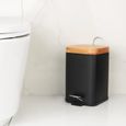 Poubelle pour la salle de bain du bureau avec pédale en bambou carré noir – Yoka-1