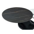 Table basse avec plateaux pivotants JOLINE - Céramique effet marbre & verre trempé - Noir-1