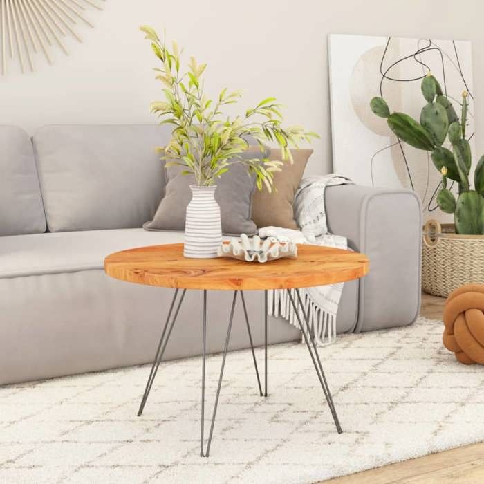 VidaXL Dessus De Table Rond En Bois D'Acacia Massif 60x3,8 Cm - Plateau De Remplacement Naturel Et Robuste Pour Table Basse