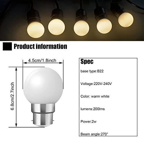 Lot De 10 Ampoules LED B22 - 2W (équivalent 20W) - Couleur Rouge - Pour Extérieur