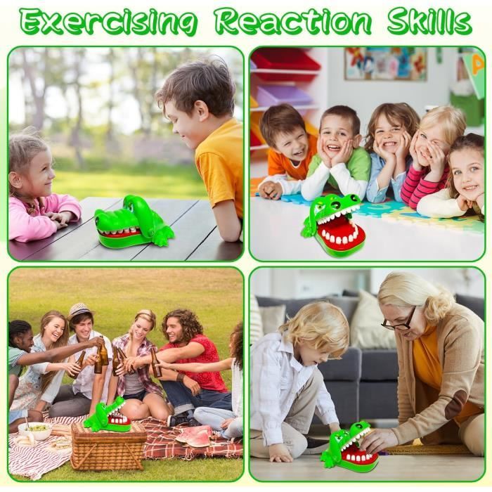 2pcs Jeu Crocodile Dentiste JYNVO - Classique Bite Doigt Pour Famille Et Fêtes Jeu Hasard Réaction Rapide