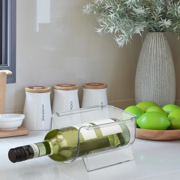 Range-bouteilles 4 Niveaux Empilable - Pour Frigo Ou Placard, Transparent, Plastique Durable, Contient 16 Bouteilles
