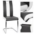 Lot de 2 Chaise noir-blanc salle à manger salon Dossier ergonomique 50cm Rembourrage épais Hauteur d'assise 48.5 cm En simili-2
